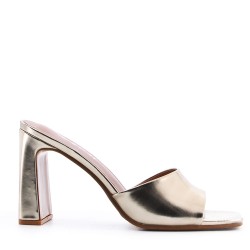 Sandale à talon en simili cuir