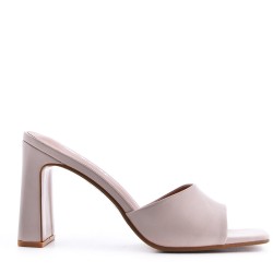 Sandale à talon en simili cuir
