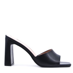 Sandale à talon en simili cuir