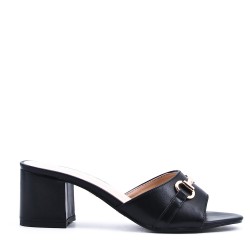 Sandale à talon en simili cuir