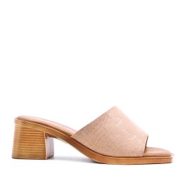 Sandale à talon en simili cuir