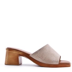 Sandale à talon en simili cuir