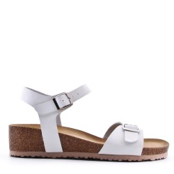 Sandale compensée en simili cuir