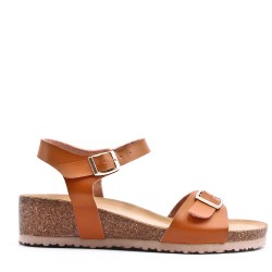 Sandale compensée en simili cuir