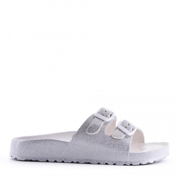 Slipper in mixed materials for women