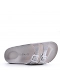Slipper in mixed materials for women