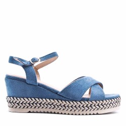 Sandale compensée en simili cuir