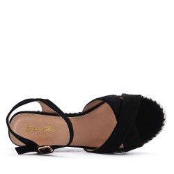 Sandale compensée en simili cuir