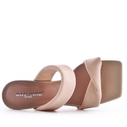 Sandale à talon en simili cuir