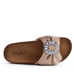 Claquette en mix matières pour femme 