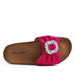 Claquette en mix matières pour femme 