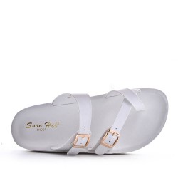Claquette en mix matières pour femme 