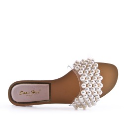 Claquette en mix matières pour femme 
