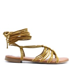 Flat sandals in a material mix for women