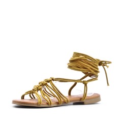 Flat sandals in a material mix for women