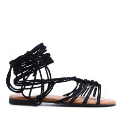 Flat sandals in a material mix for women