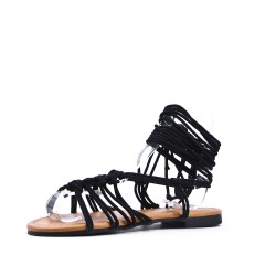 Sandale plat en mix matière pour femme