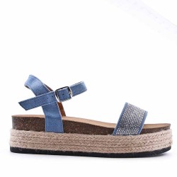 Sandale compensée en simili cuir