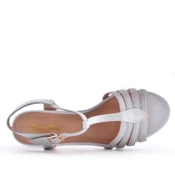 Sandale à talon en simili cuir