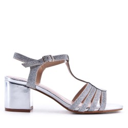 Sandale à talon en simili cuir