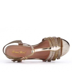 Sandale à talon en simili cuir