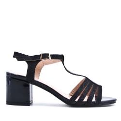 Sandale à talon en simili cuir