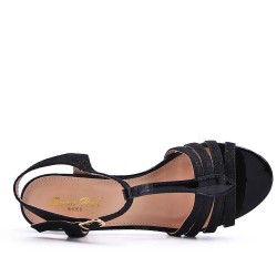 Sandale à talon en simili cuir