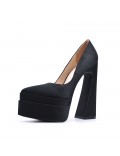 faux leather platform pumps