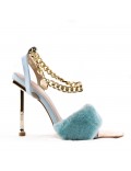 Mixed-material heeled sandal