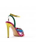 Mixed-material heeled sandal