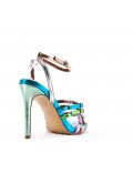 Mixed-material heeled sandal