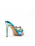 Mixed-material heeled sandal