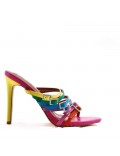 Mixed-material heeled sandal