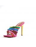 Mixed-material heeled sandal