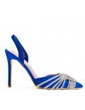 Mixed-material heeled sandal