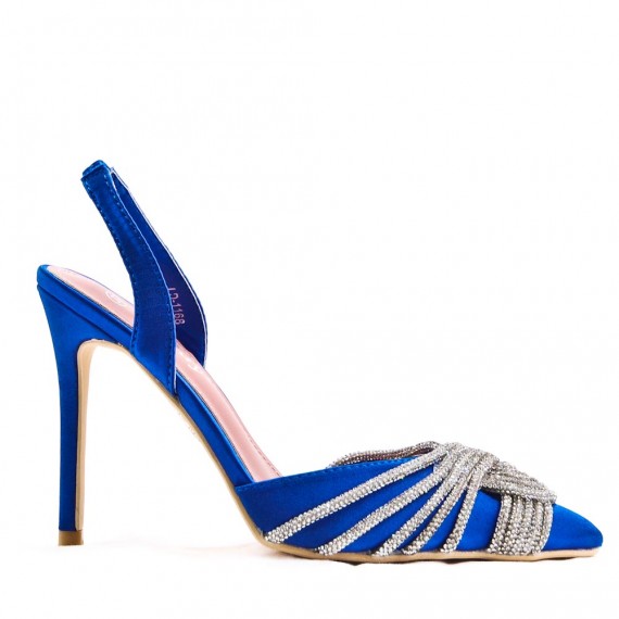 Mixed-material heeled sandal