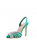 Mixed-material heeled sandal