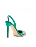 Mixed-material heeled sandal