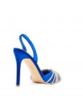 Mixed-material heeled sandal