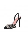 Mixed-material heeled sandal