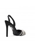 Mixed-material heeled sandal