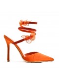 Mixed-material heeled sandal