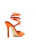 Mixed-material heeled sandal