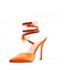 Mixed-material heeled sandal