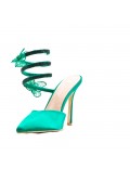 Mixed-material heeled sandal