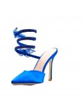 Mixed-material heeled sandal