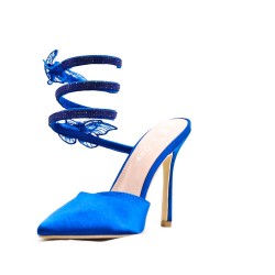 Mixed-material heeled sandal