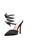 Mixed-material heeled sandal