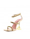 Mixed-material heeled sandal