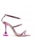 Mixed-material heeled sandal